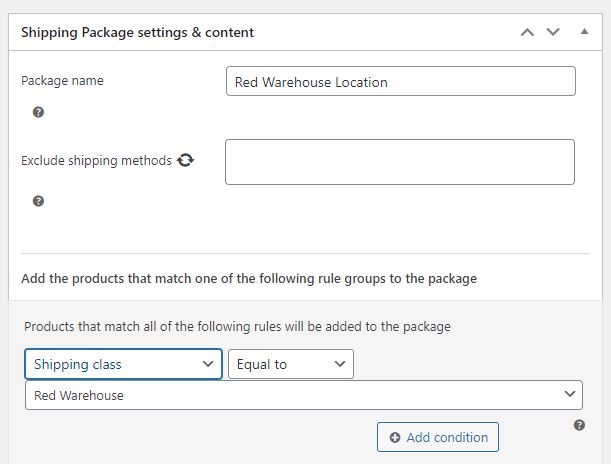 shipping package product settings