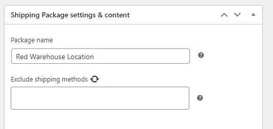 shipping package settings name