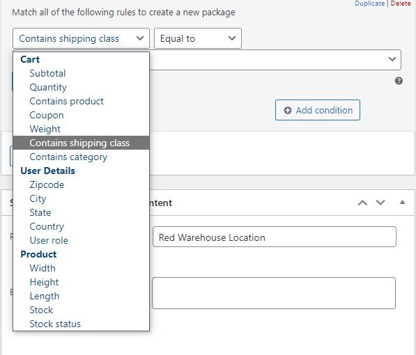 split cart content conditions