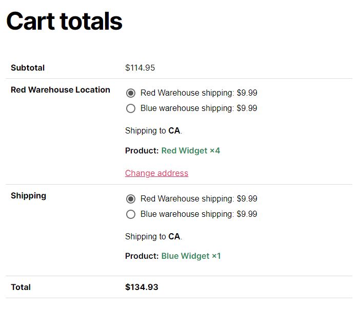 split cart contents with separate shipping methods