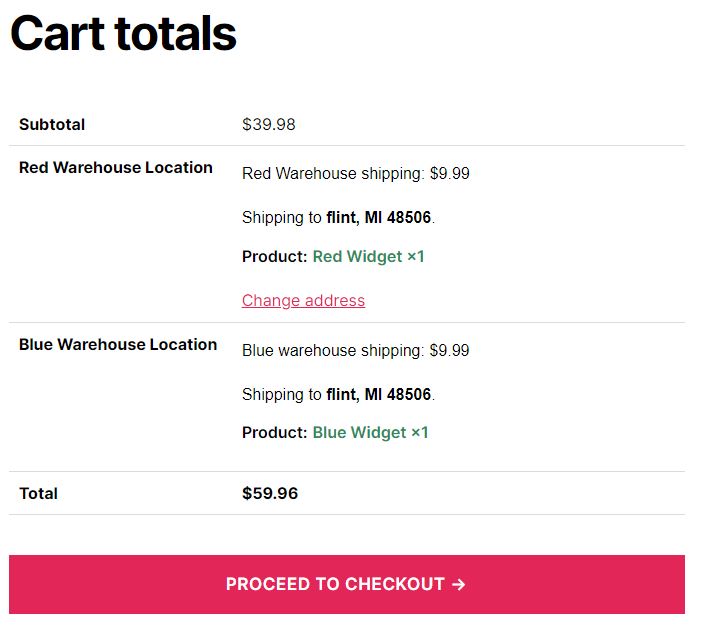 split cart separate shipping methods woocommerce