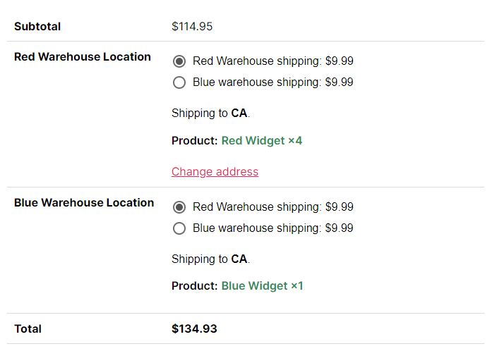 woocommerce split cart contents and apply separate shipping methods