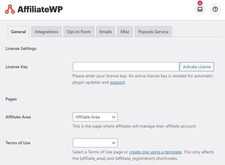 affiliatewp settings general