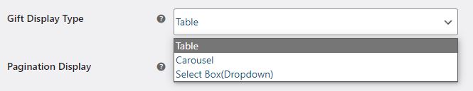 free gifts for woocommerce gift display type