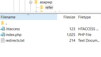 htaccess file shown in ftp