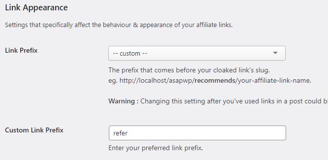 setting base slug for cloaked links