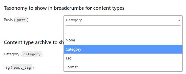 taxonomy to show in breadcrumbs