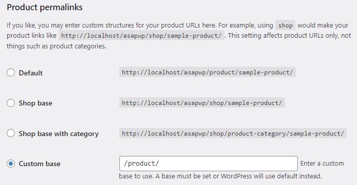 woocommerce default product permalinks