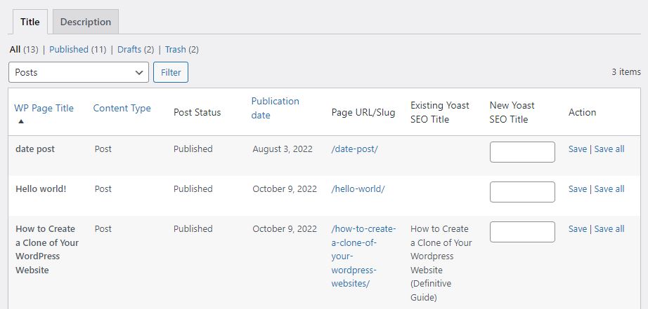 yoast bulk editor tool