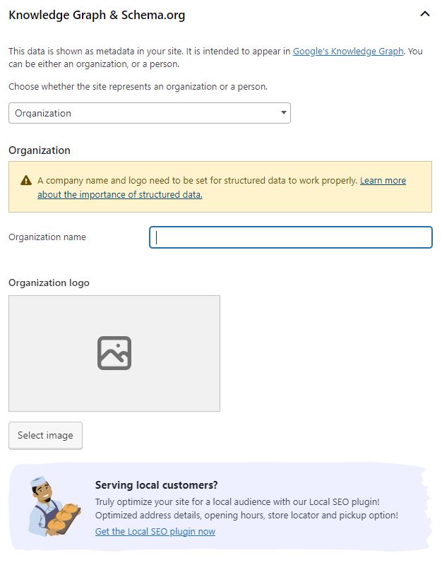 yoast knowledge graph and schema settings