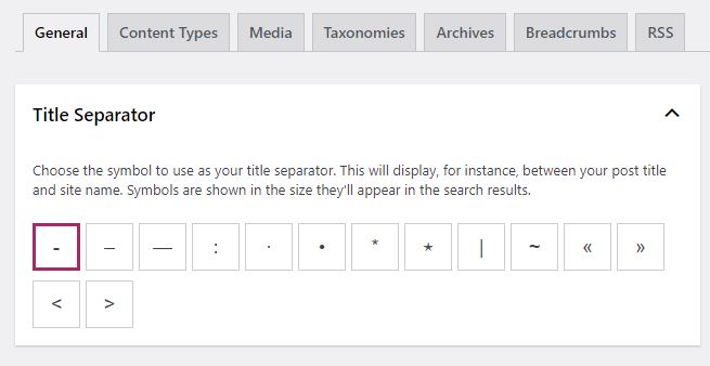 yoast search appearance title separator