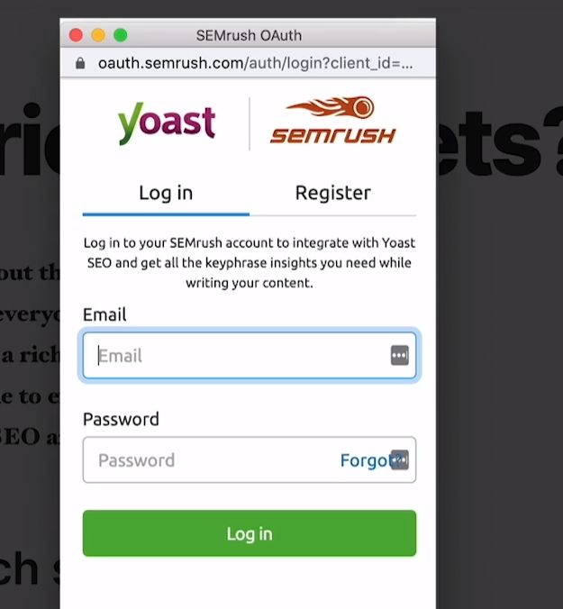 yoast semrush oauth integration