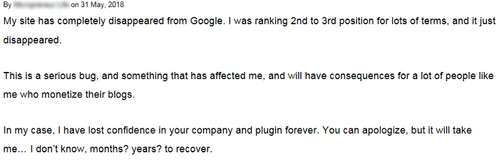 yoast seo bug 2018 disgruntled customer